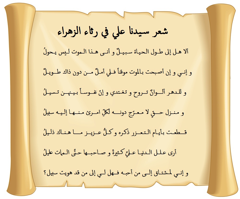 شعر الإمام على عنما رثا الزهراء.